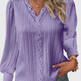 Silvaline | Textured V-Neck Pullover Blouse