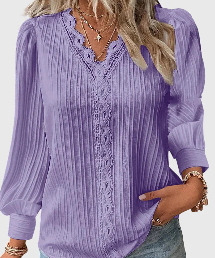 Silvaline | Textured V-Neck Pullover Blouse