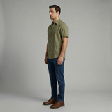 Emerson Row | Mens Olive Short Sleeve Button Up Shirt