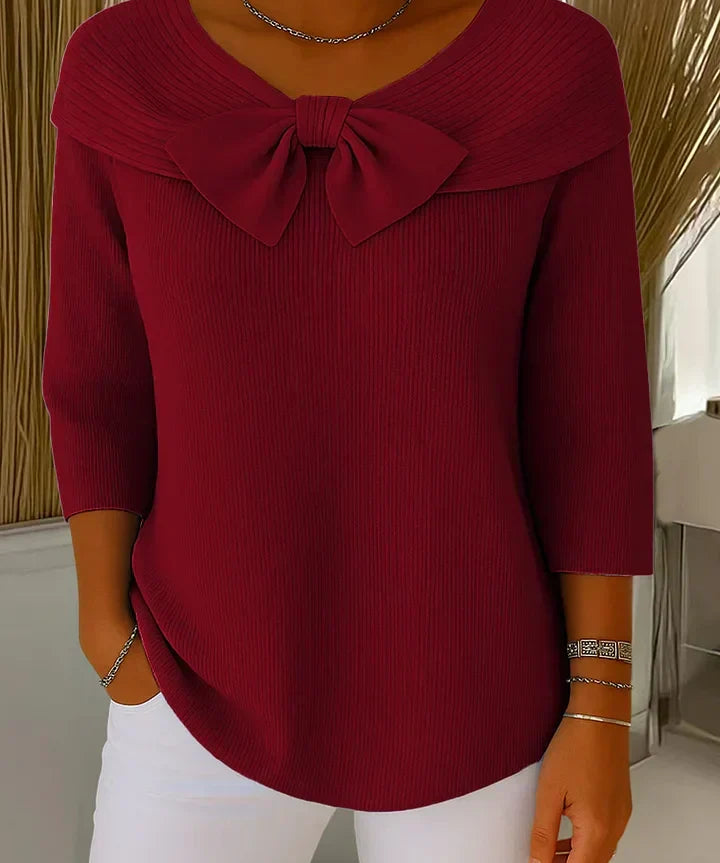 Rosella | Ribbed Knit Bow-Detail Sweater