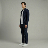 Emerson Row | Mens Full Zip Mock Neck Cardigan Sweater Navy