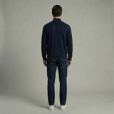 Emerson Row | Mens Full Zip Mock Neck Cardigan Sweater Navy