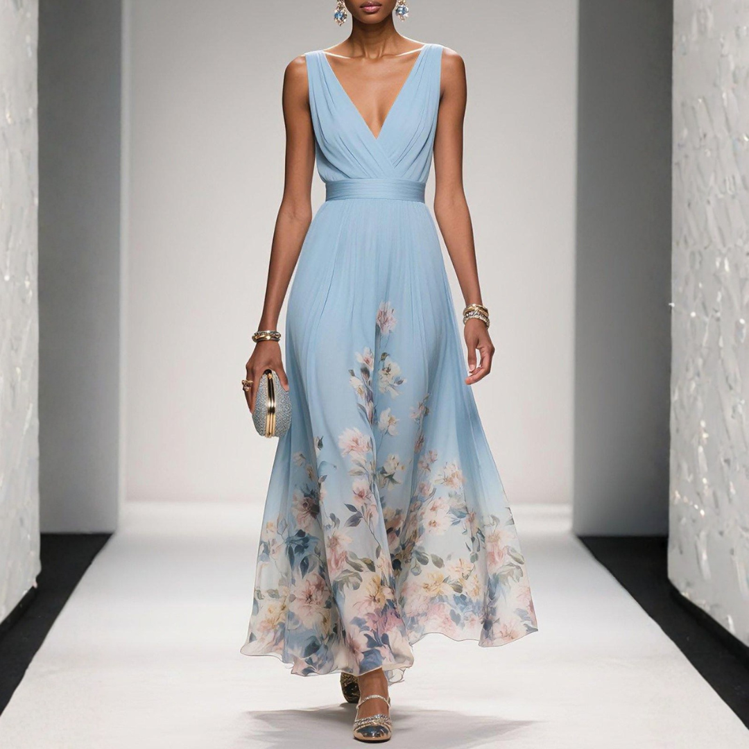 Ismeria | V-Neck Floral Maxi Dress