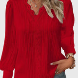 Silvaline | Textured V-Neck Pullover Blouse