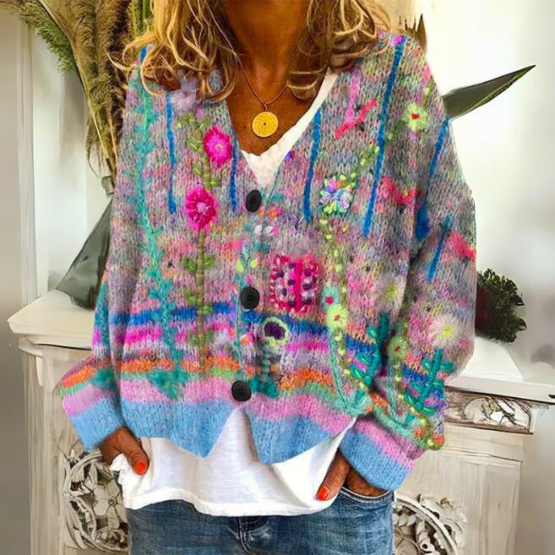 Bloomfield | Floral-Embroidered Button-Front Cardigan