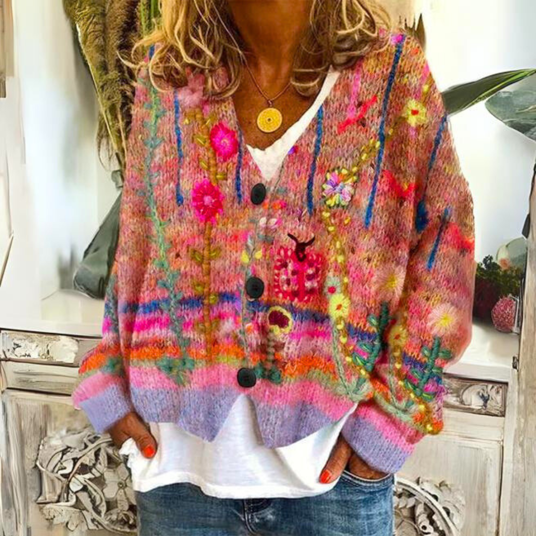 Bloomfield | Floral-Embroidered Button-Front Cardigan