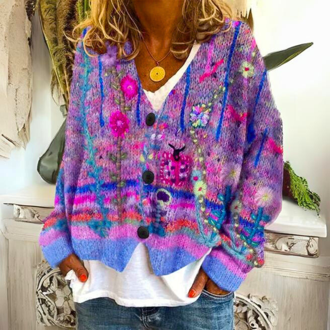 Bloomfield | Floral-Embroidered Button-Front Cardigan
