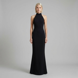 Emerson Row | Womens Black High Neck Halter Maxi Evening Gown