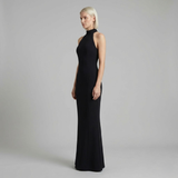Emerson Row | Womens Black High Neck Halter Maxi Evening Gown