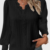 Silvaline | Textured V-Neck Pullover Blouse