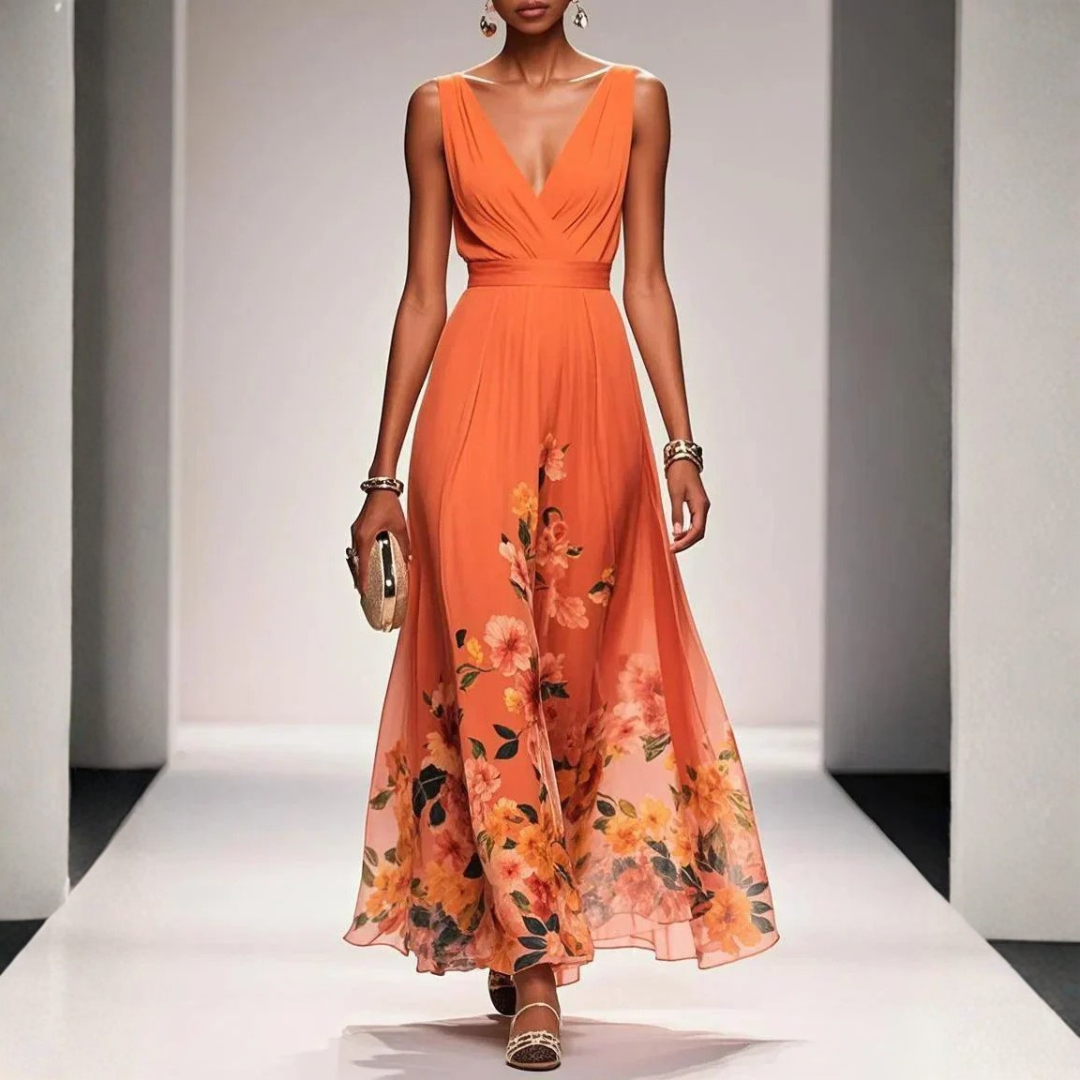 Ismeria | V-Neck Floral Maxi Dress