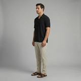 Emerson Row | Mens Short Sleeve Camp Collar Button Up Shirt Black