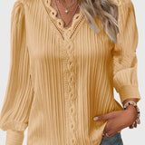 Silvaline | Textured V-Neck Pullover Blouse