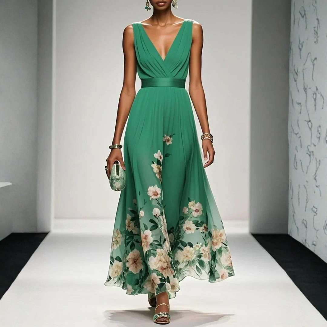 Ismeria | V-Neck Floral Maxi Dress