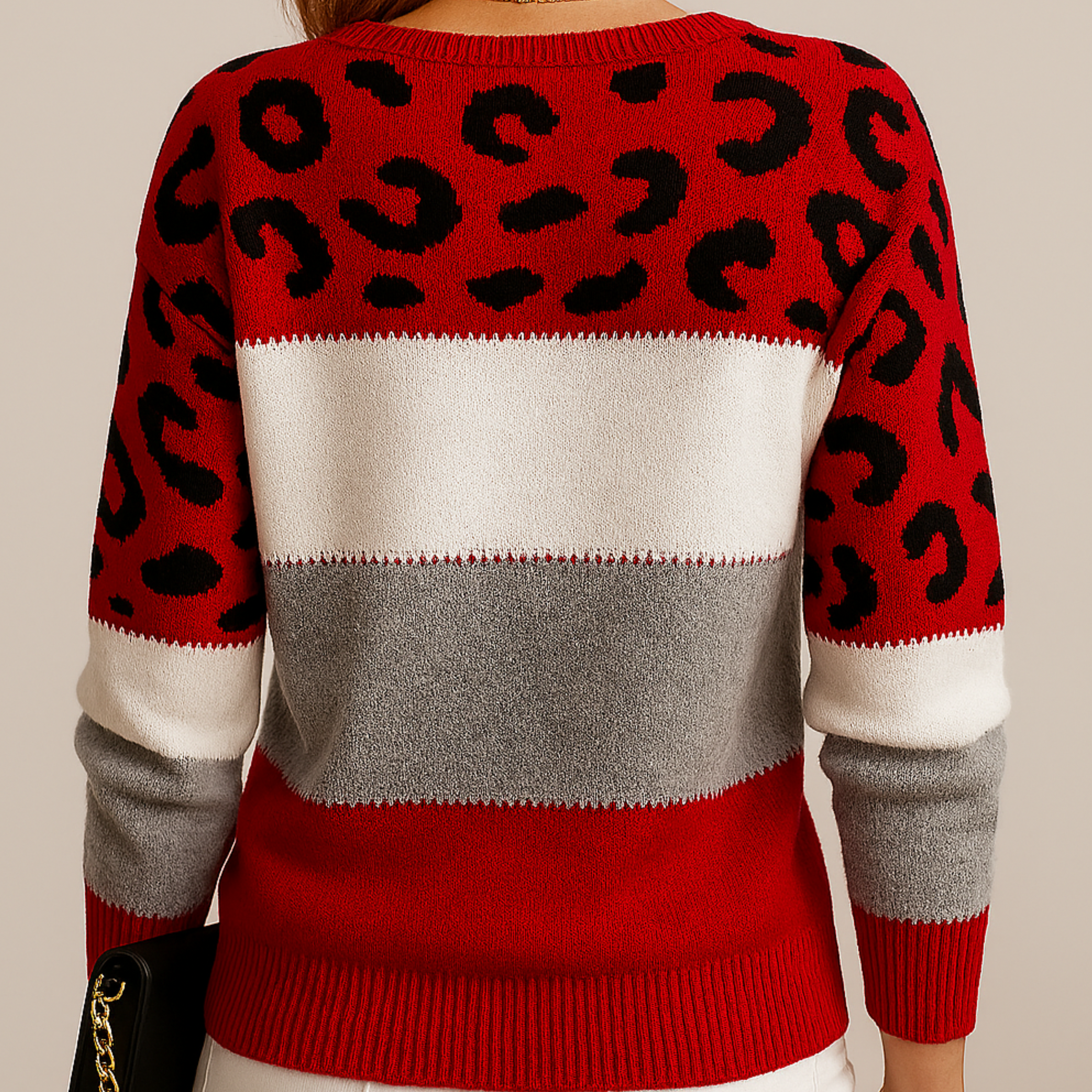 Calloway | Colour Block Leopard Print Sweater