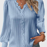 Silvaline | Textured V-Neck Pullover Blouse