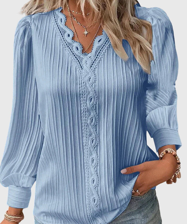 Silvaline | Textured V-Neck Pullover Blouse