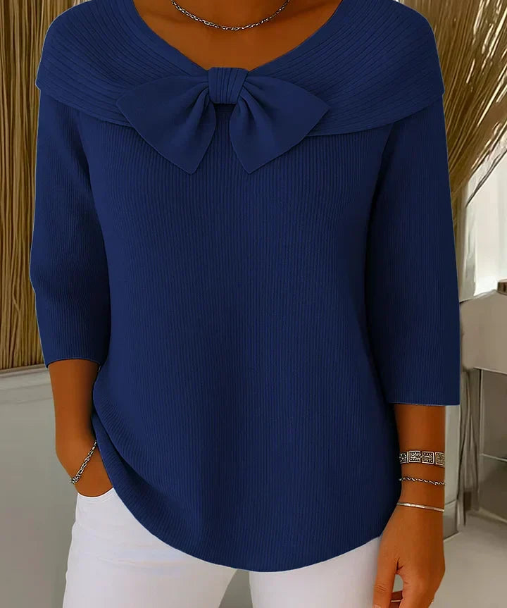 Rosella | Ribbed Knit Bow-Detail Sweater
