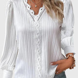 Silvaline | Textured V-Neck Pullover Blouse