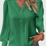 Silvaline | Textured V-Neck Pullover Blouse