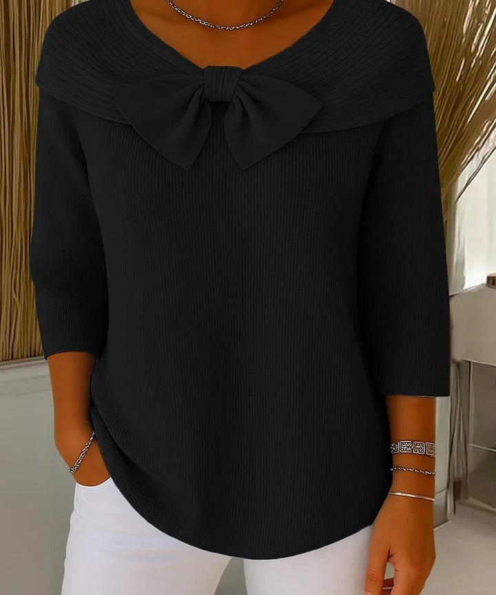 Rosella | Ribbed Knit Bow-Detail Sweater