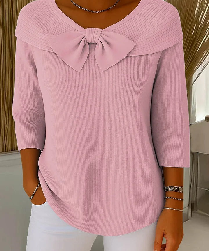 Rosella | Ribbed Knit Bow-Detail Sweater