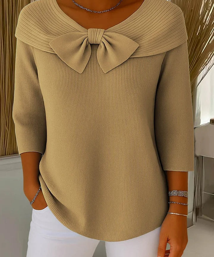 Rosella | Ribbed Knit Bow-Detail Sweater